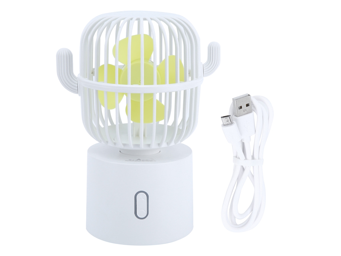 Ventilador Mini Usb Recargable Portátil Para Escritório, Lar E Escritório, 3 Velocidades, Branco