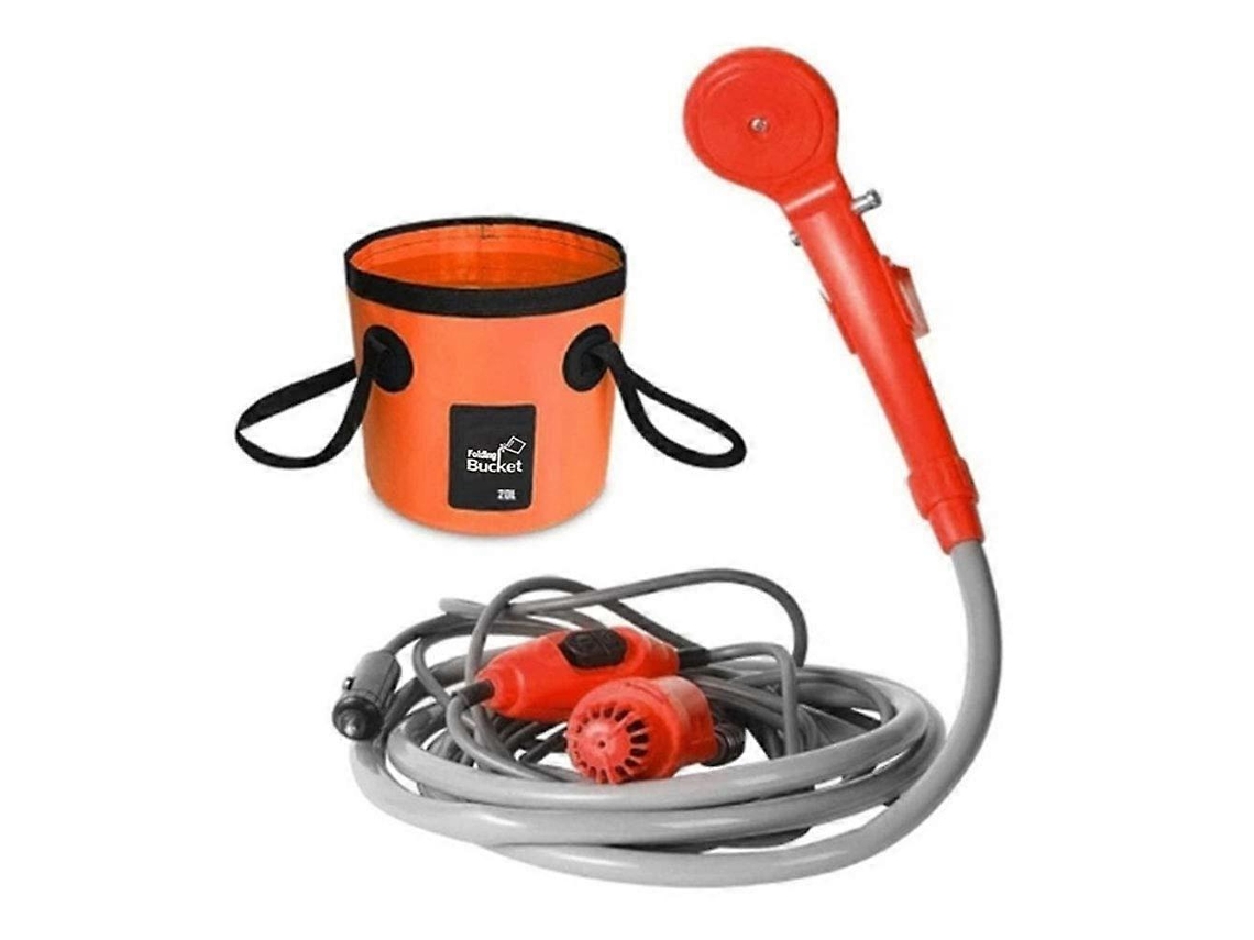 Kit De Balde Dobrável Para Chuveiro Externo Portátil Que Se Conecta A Um Adaptador De 12 V, Laranja PENGDSJE