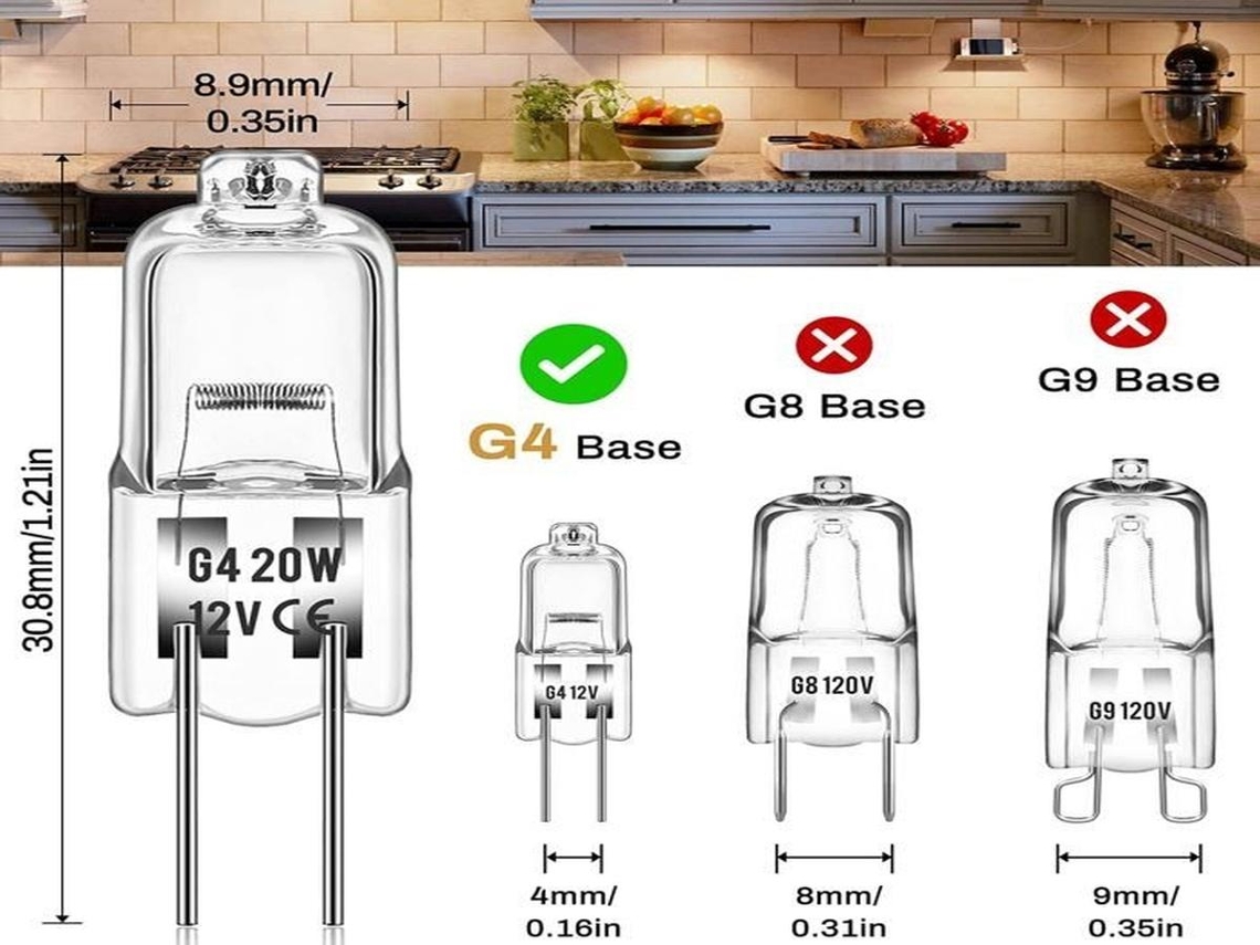 Lurelia Pack De 10 Lâmpadas Halógenas G4 20w 12v 2800k 280lm, Regulável, 2 Pinos