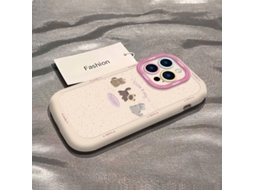 Capa Para Iphone 17 Air Com Estampa De Gatinho Café, Branca E Com Detalhes Em Renda Simples.