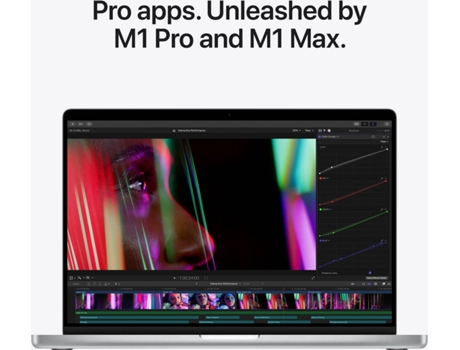 MacBook Pro APPLE Prateado (16'' - Apple M1 Pro 10-Core - RAM: 16 GB - 512 GB SSD - GPU 16 - Core) — macOS Monterey