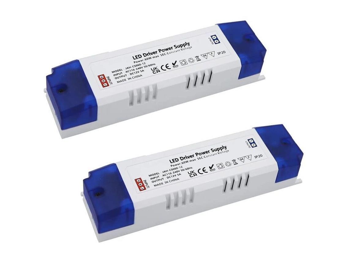 Yuru fonte de Alimentação Led 5a 60w, Transformador Led Driver Dc 12v 5a, Fonte de Alimentação Universal Ac Dc Regulada 2pc