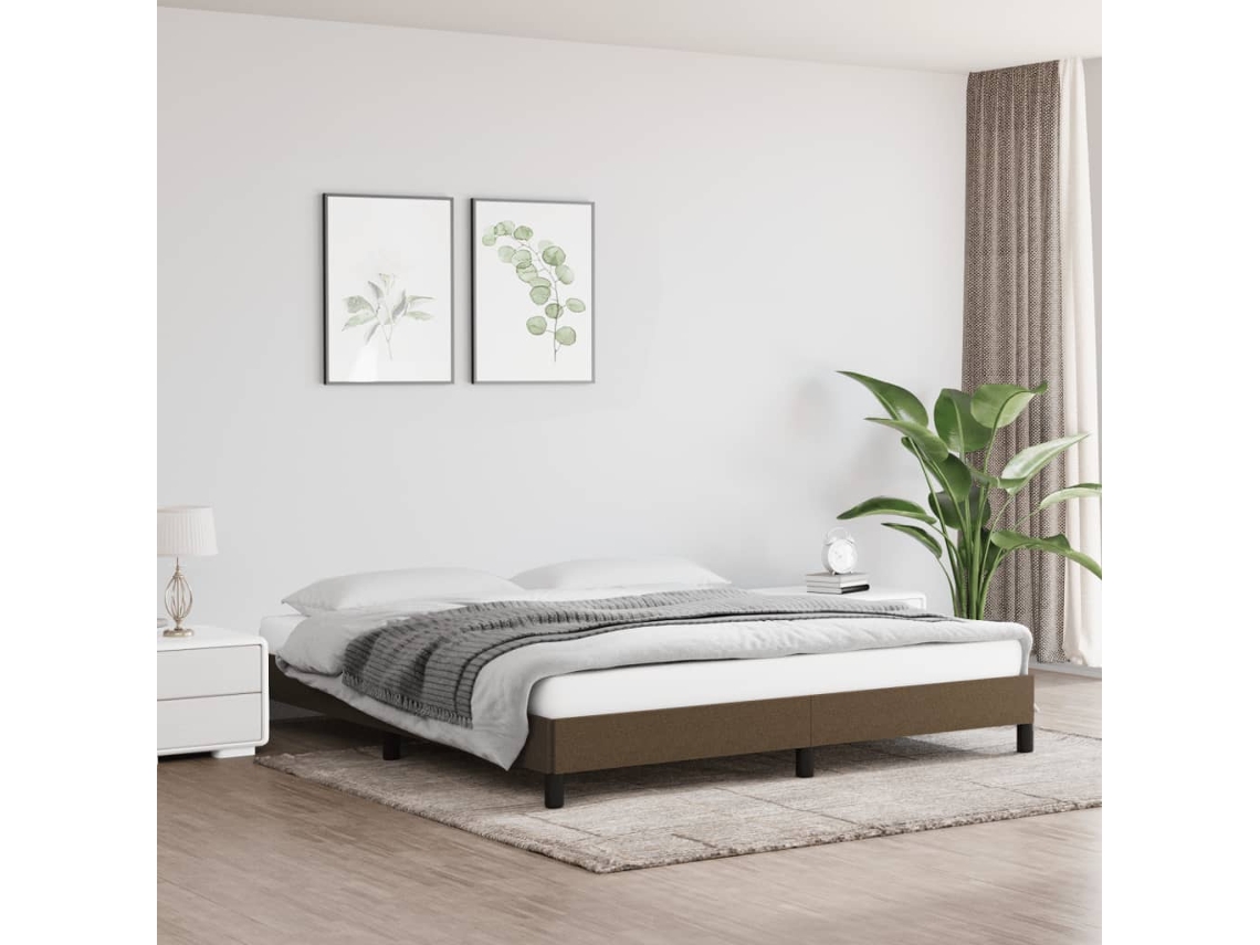Vidaxl Estrutura De Cama Sem Colchão 160x200 Cm Tecido Castanho-escuro