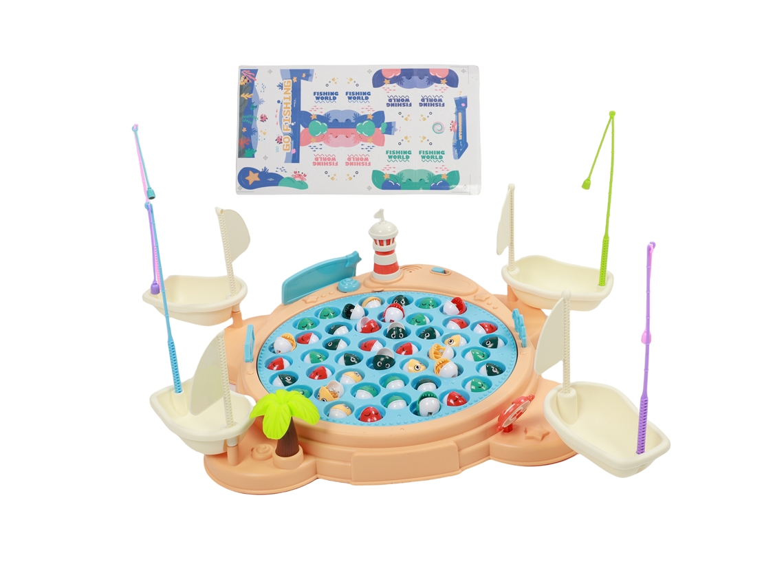 Ats juego de Pesca Magnética Rotatsoria Eléctrica Grande para Educación Temprana, Interacción Padre hijo Con Luz Y Música