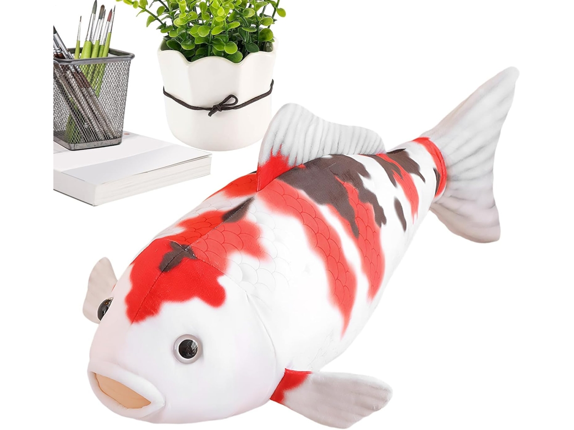 Almofada Decorativa De Pelúcia Macia Em Formato Peixe Koi, 75 Cm.