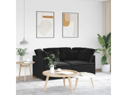 Vidaxl Sofá Modular Com Almofadas Veludo Preto