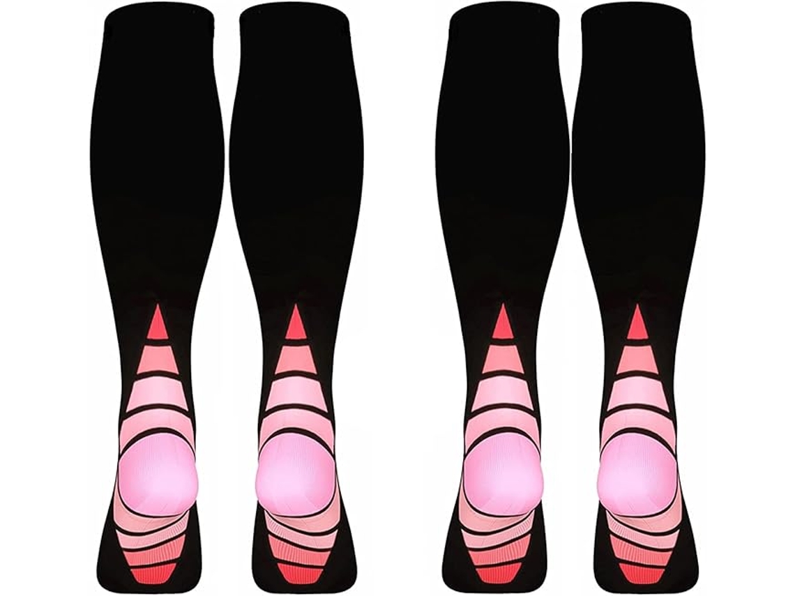Meias De Compressão Para Mulheres E Homens(2 Pares), Meias De Suporte Para Corrida, Voo, Esportes E Viagens(rosa, Tamanho G/gg)