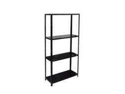 Relaxdays Estante Cargas Pesadas, Aço, 145x75x30 Cm, 160 Kg, 4 Níveis, Cave, Garagem E Oficina, Preta