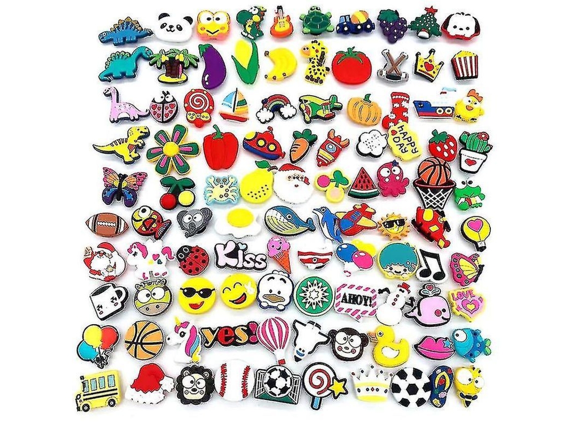 100 Charmes Diferentes para Sapatos e Pulseiras Decoração em Pvc Tóxico proof para Crianças e Adultos