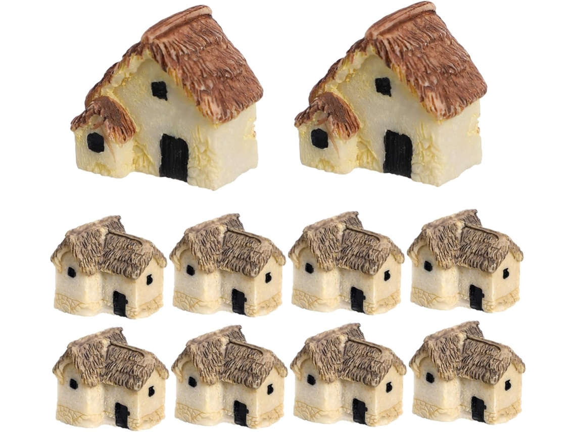 Conjunto De 2 Mini Casas Decorativas De Resina Para Decoração De Jardim E Áreas Externas