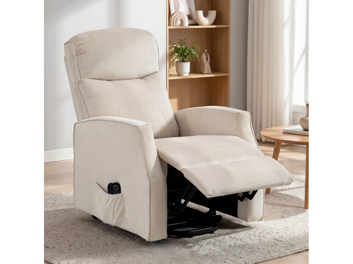 Poltrona Elétrica Elevatória Com Massagem Relaxante, Bege