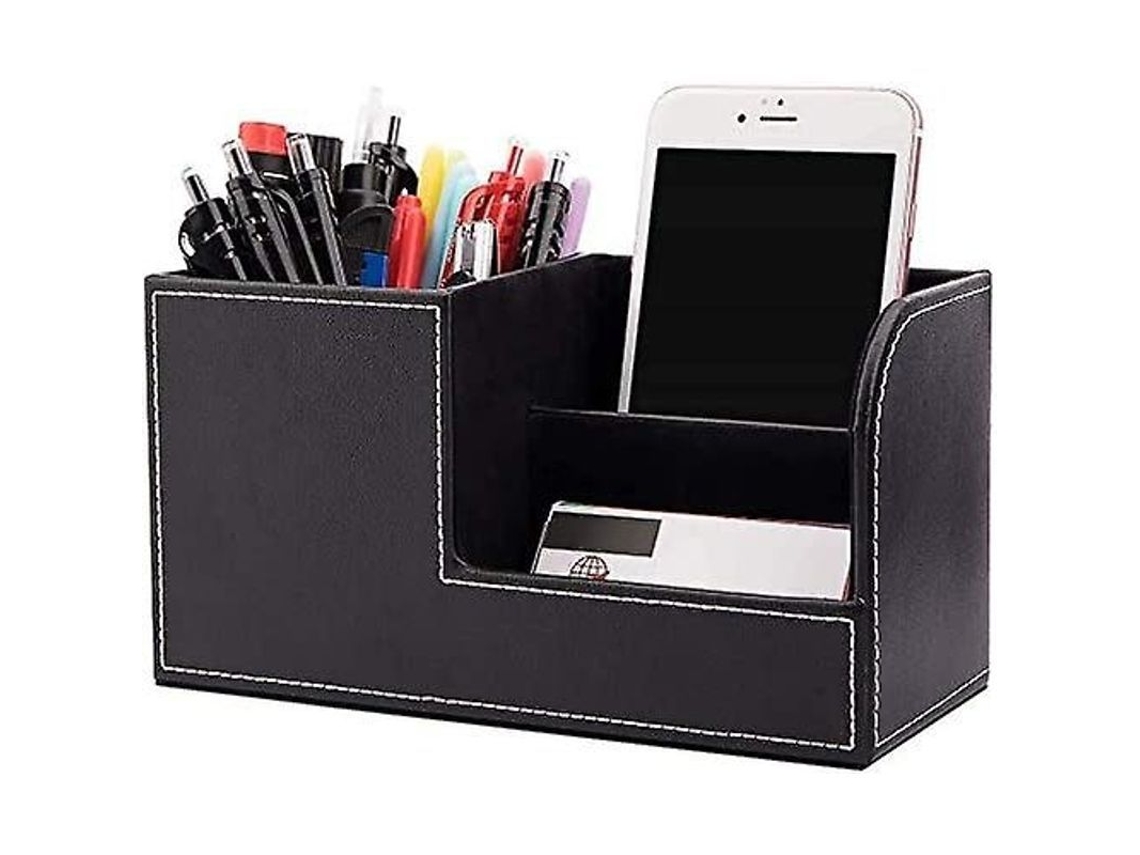 Caja De Armazenamento De Escritório, Portaminas Multifuncional, Suportes De Couro Pu Preto Estilo Para Escritório