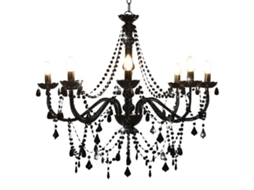 Vidaxl Lustre Com Contas Lâmpadas 8 X E14 Preto