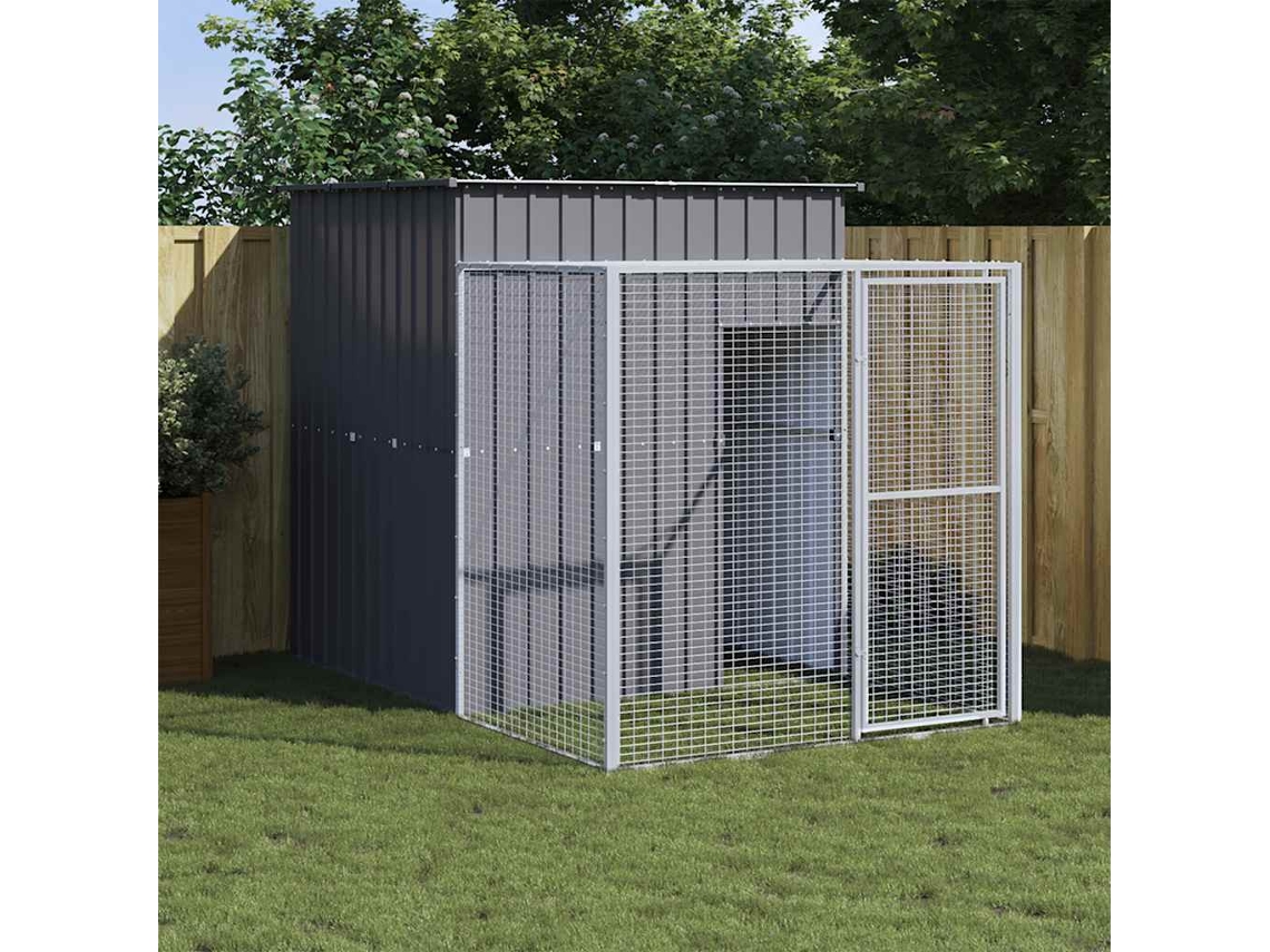 Vidaxl Galinheiro Com Anexo 165x251x181 Cm Aço Galvanizado Antracite