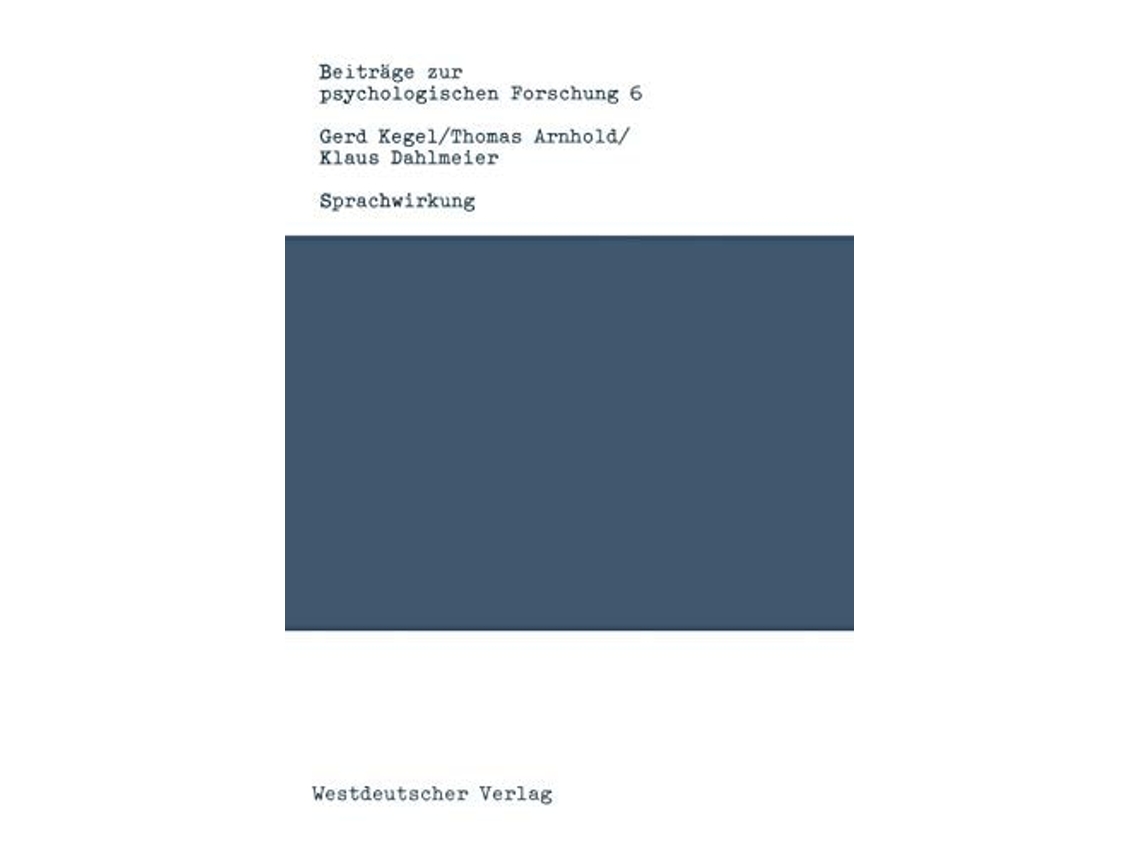 Livro Sprachwirkung De Gerd Kegel (alemão)