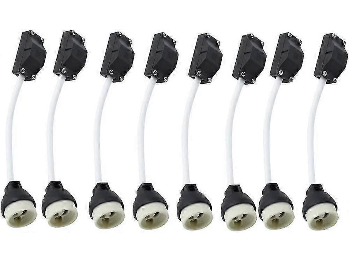 Kit Com 8 Soquetes Cerâmicos Gu10 Com Conector De Cabo Isolado, 2a 250v