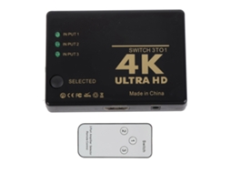 Aetheria comutador Hdmi 3 Entradas 1 Saída com Controle Remoto Suporte 4k 3d Hdcp 1.4