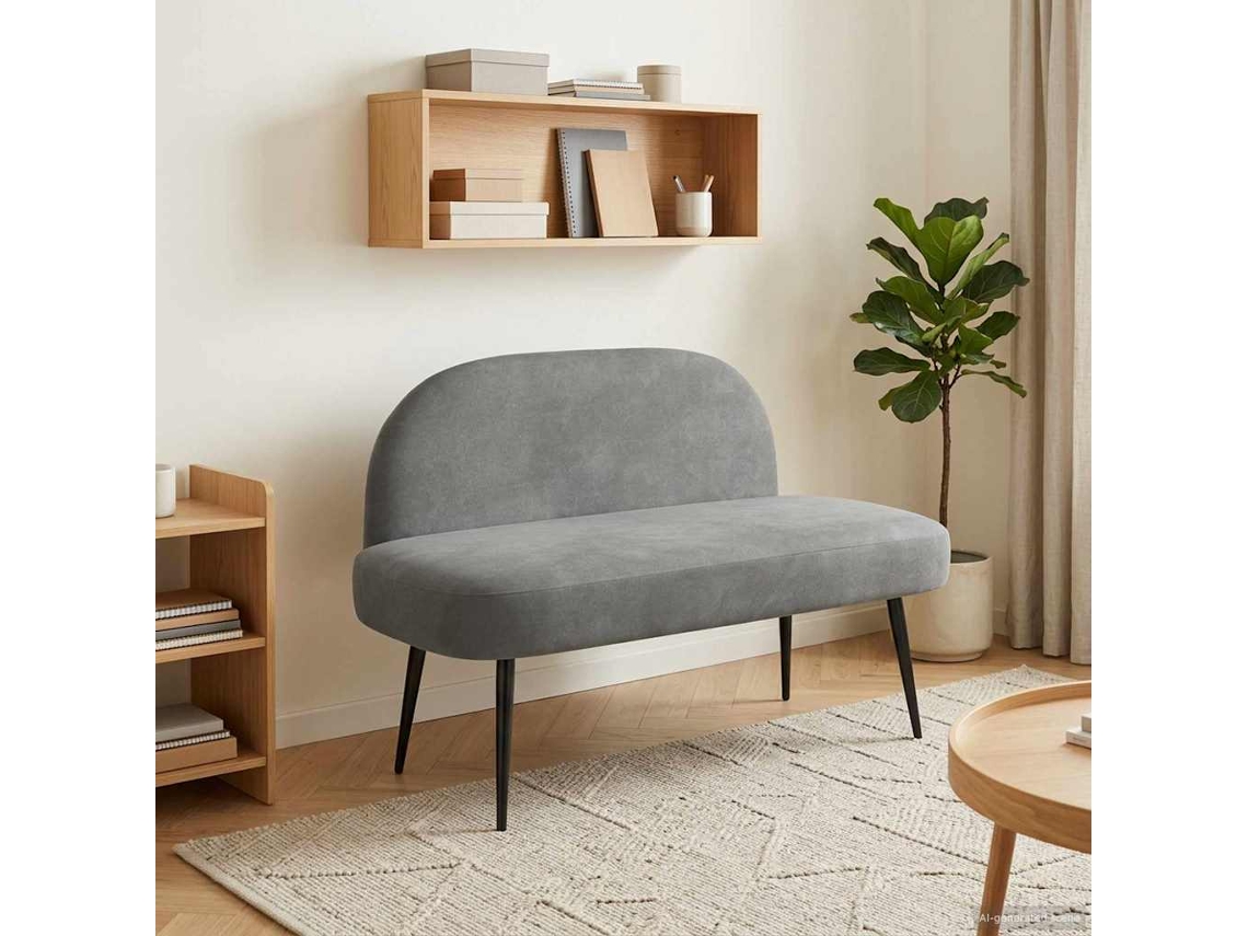 Vidaxl Banco Estofado Com Encosto Cinzento-escuro 110 X 60 X 76 Cm