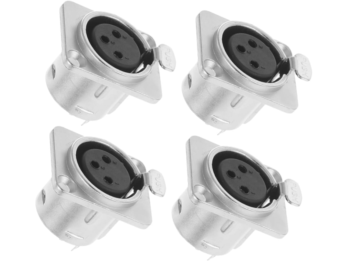 Conjunto De 4 Conectores Xlr Fêmea Para Montagem Em Painel, Conector De Áudio Metálico Para Microfon Gokoco