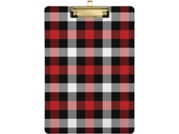 Prancheta Dupla com Estampa Xadrez Preta e Vermelha Furo Padrão Inquebrável Softball 31,8 X 22,9 0,3 Cm