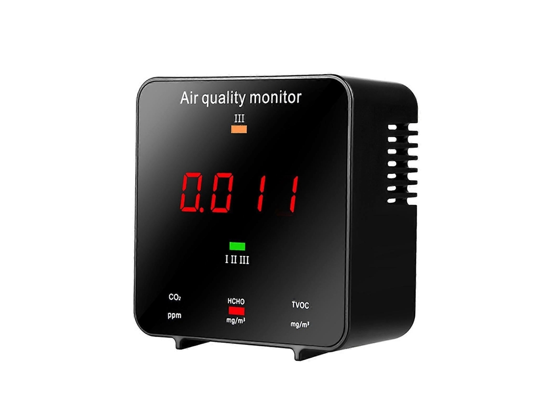 Lurelia Medidor De Qualidade Do Ar Hcho/tvoc/co2, Sensor Eletroquímico, Com Visor Lcd, Bateria 1000 Mah, Preto
