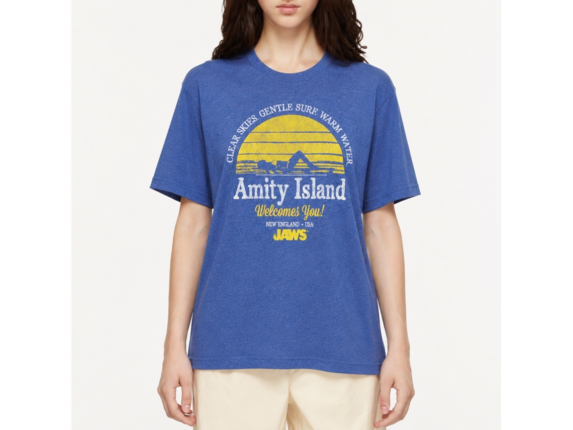 Rockinstone Jaws Movie Clear Skies Heather Royal Adult T-shirt Size:xxxl
