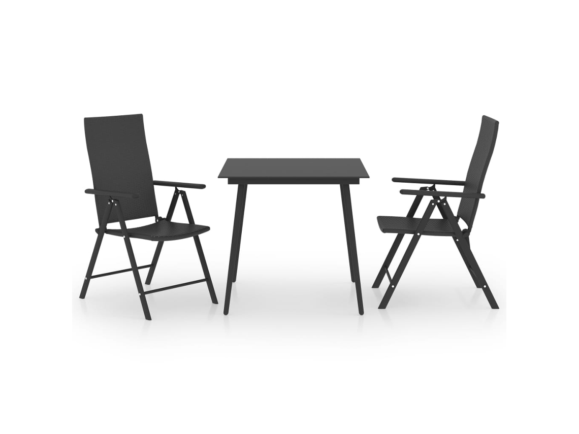 Maison Exclusive - 3 Pcs Conjunto De Jantar Para Jardim Preto
