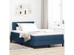 Vidaxl Cama Box Com Almofada Com Fitas Led Azul 120 X 200 Cm Tecido