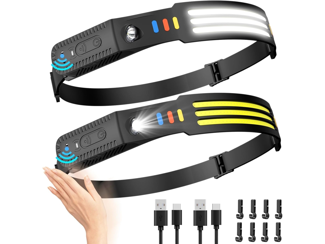 Lurelia Lanterna Frontal Led 230° Com Sensor De Movimento, Feixe Largo, 5 Modos, Recarregável