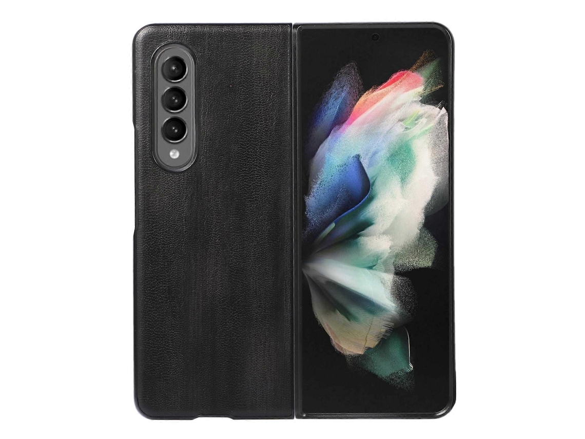 Capa De Celular Em Pu Com Textura De Vaca Amarela Para Samsung Galaxy Z Fold3 5g