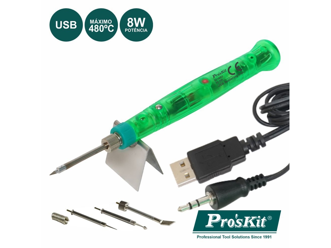 Ferro de Soldar 8w C/ Ligação Usb 5v e Acessórios PROSKIT