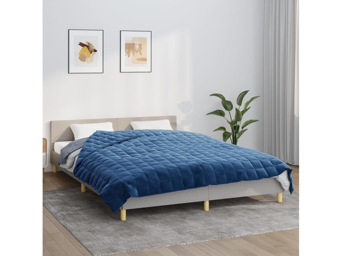 Vidaxl Manta Pesada 5 Kg 200x220 Cm Tecido Azul