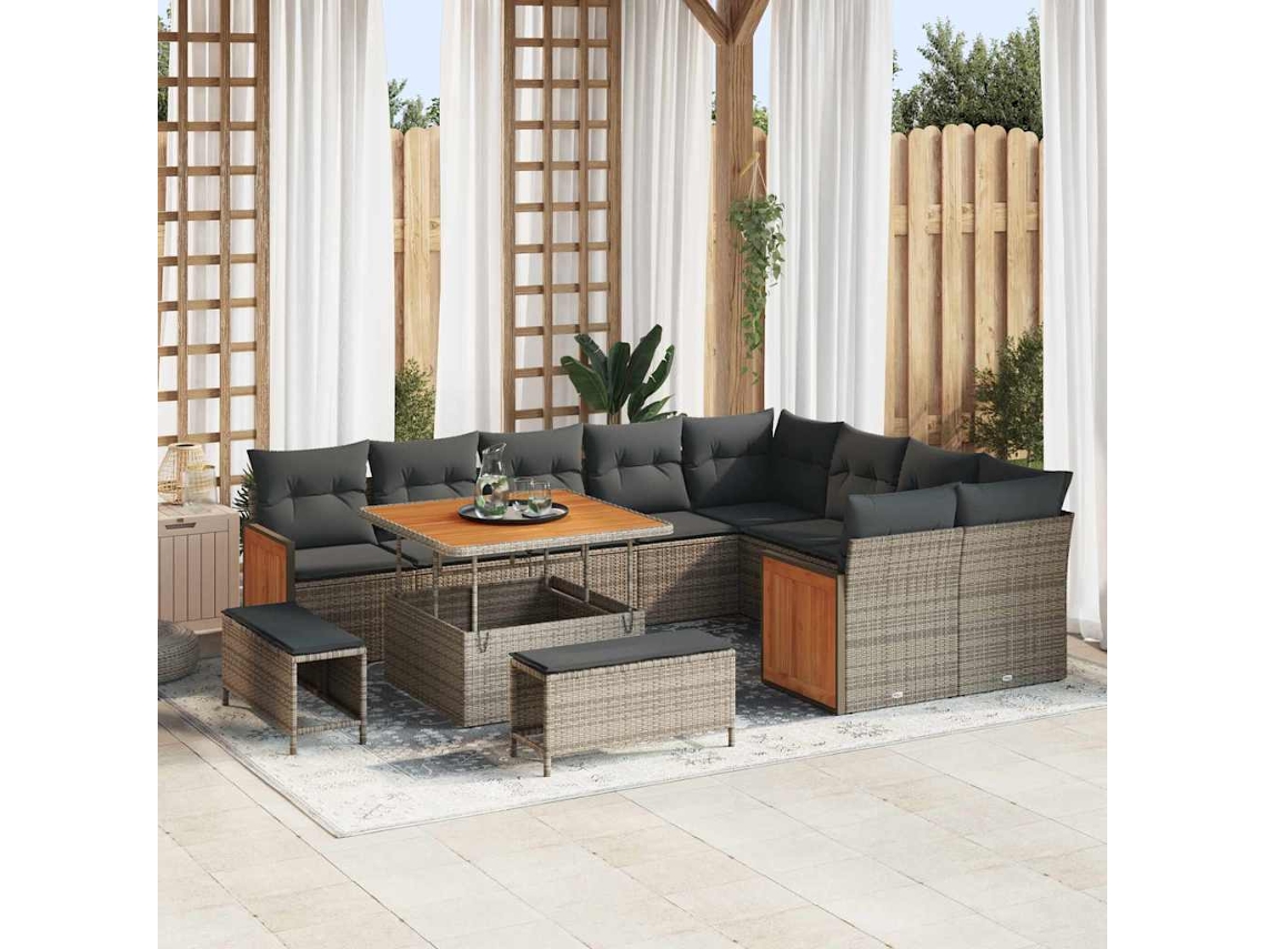 Vidaxl Conjunto De Sofá De Jardim 13 Unid. 11-número De Lugares