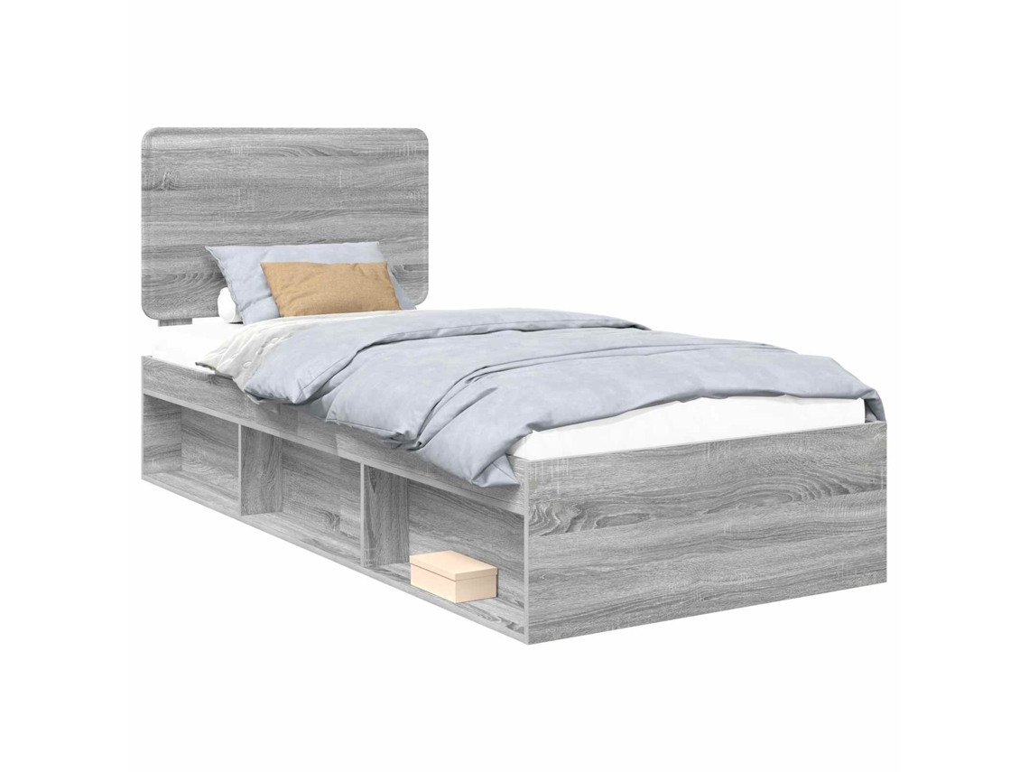 Estrutura da Cama com Cabeceira Cinza Sonoma 90x190 cm MAISON EXCLUSIVE