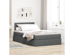 Vidaxl Cama De Armazenamento Led Com Colchão Cinzento-escuro