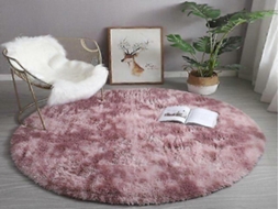 Lurelia Tapete Redondo Infantil Macio Pvc Poliéster Rosa Roxo Sala Quarto R665