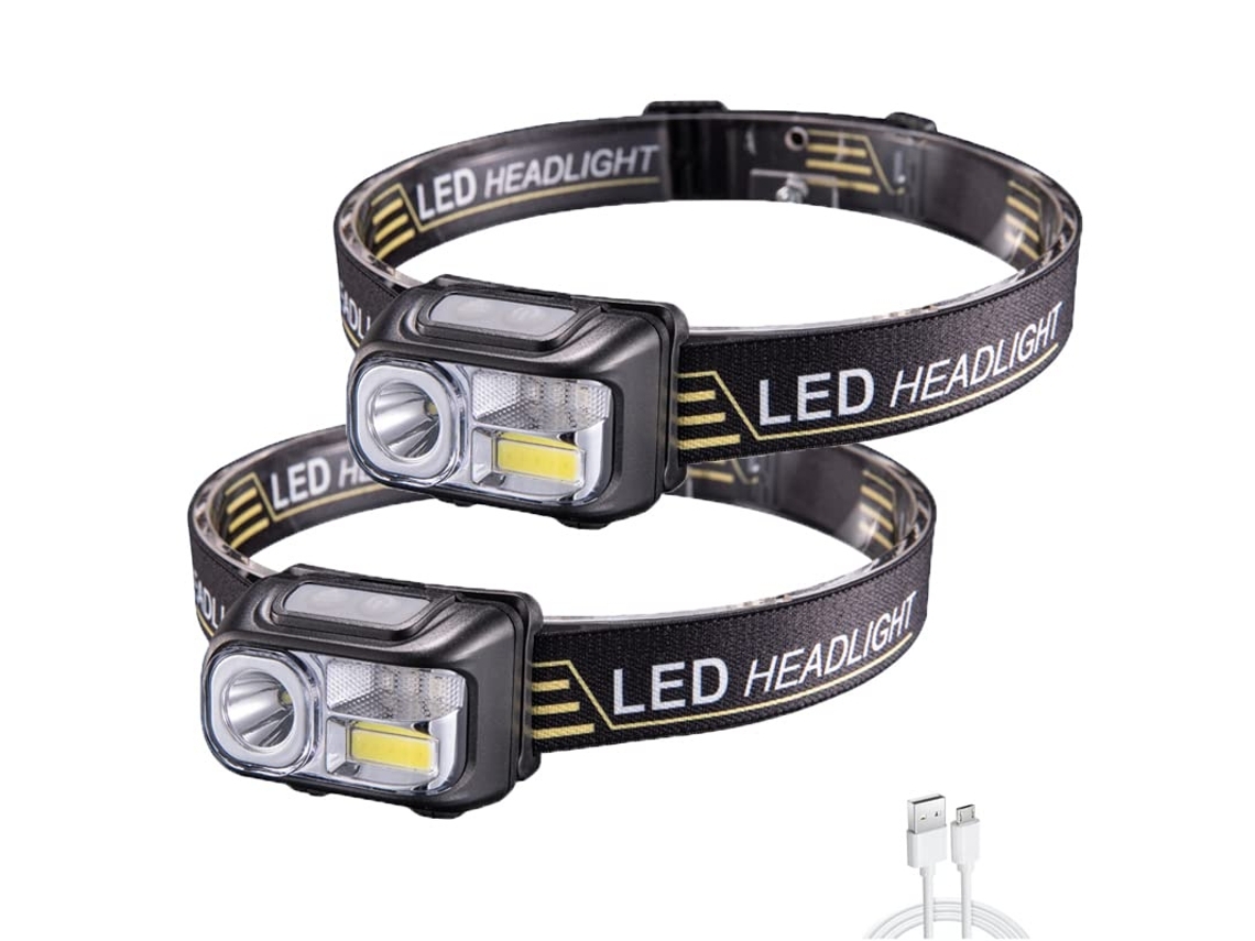 Farol Led Farol Com Sensor Carregável De Luz Brilhante Externa De 2 Peças Com Faixa De Cabeça Ajustável Para Adultos E Crianças Um Item Yunzii