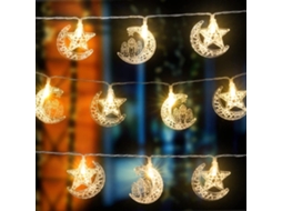 Luzes de Led Eid Ramadã Estrela Lua Corda Decorativa | S/MARCA