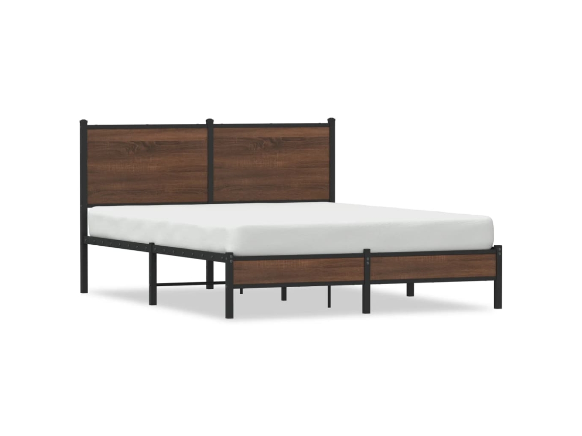 Bed Frame, Bed Frames Vidaxl Marrom Aço (150 X 200 Cm)