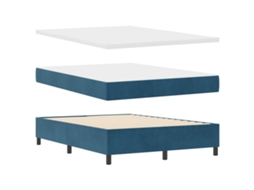 Conjunto 1 Cama Box Vidaxl Azul Veludo (190 X 140 Cm)