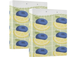 Pasta Escolar De 3, 8cm 1, 5 Polegadas Com Estampa Xadrez Verde E Mirtilo, 3 Argolas Com Bolsos, Pacote Com 1 2 Pastas
