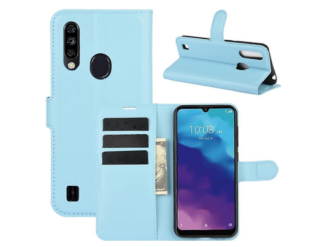 Capa Protetora Horizontal Com Flip E Compartimentos Para Cartões E Carteira Para Zte Blade A7 2020 Com Impressão Digital E Textura De Lichia