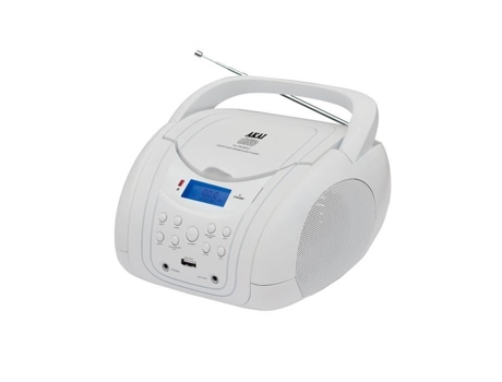 Akai. Leitor De Cd Estéreo Portátil Com Rádio Fm Branco