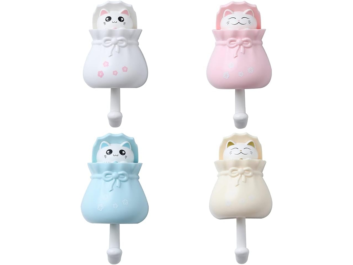 Conjunto De 4 Ganchos Para Roupa Em Formato De Gato, Resistentes E De Viscose, Ideais Para Sacolas Da Sorte