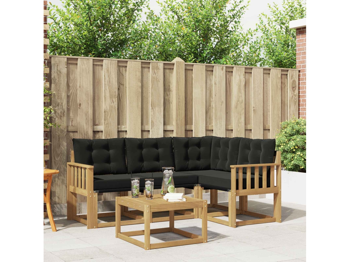 Vidaxl Conjunto De Sofás Para Exterior 5 Pcs Branco E Preto