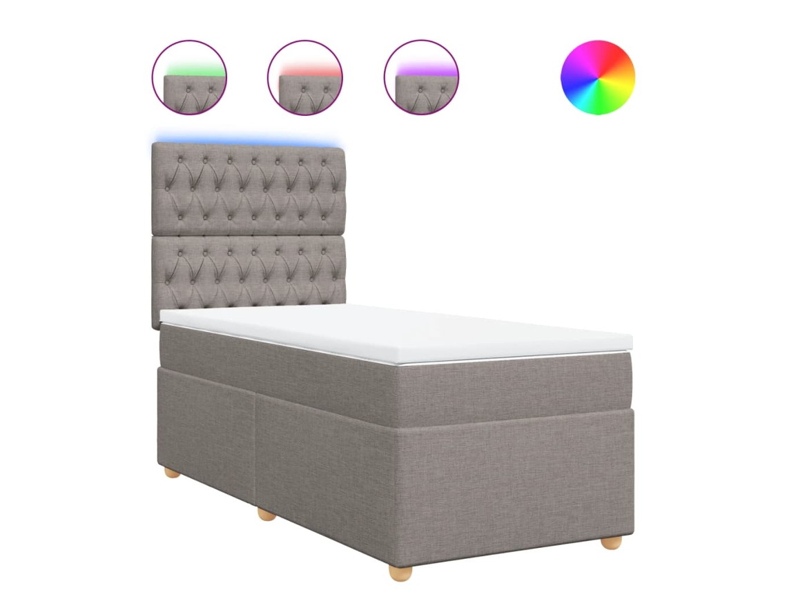 Box Spring Bed, Box Spring Beds Vidaxl Cinzento-acastanhado Tecido (90 X 190 Cm)