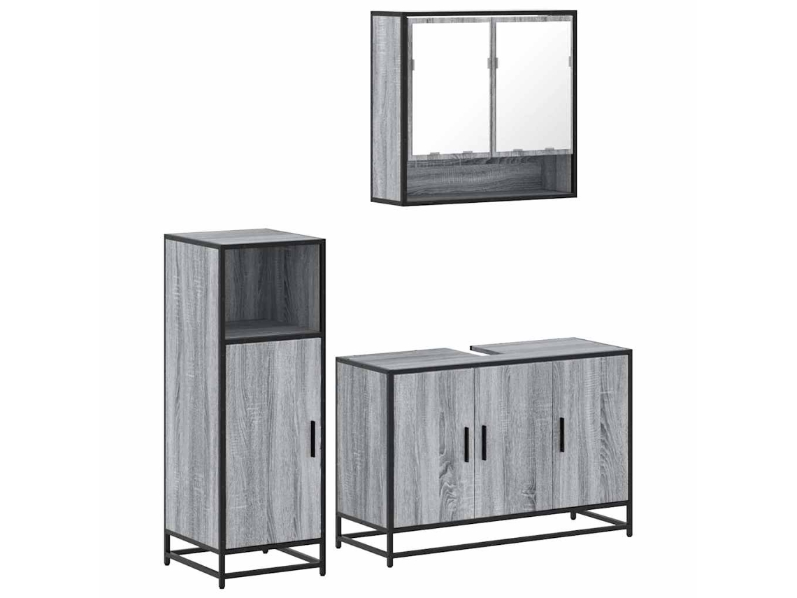 Bathroom Furniture Set, Bathroom Furniture Sets Vidaxl Cinzeto Madeira Processada (n/a)