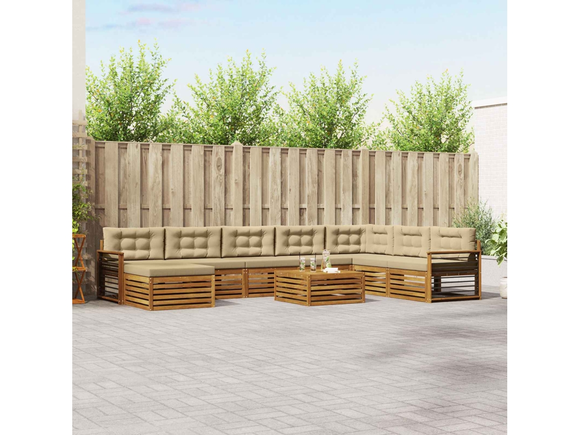 Vidaxl Conjunto De Sofás Para Exterior 9 Unid. Natural E Bege