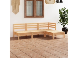 Vidaxl 4 Pcs Conjunto Lounge De Jardim Pinho Maciço