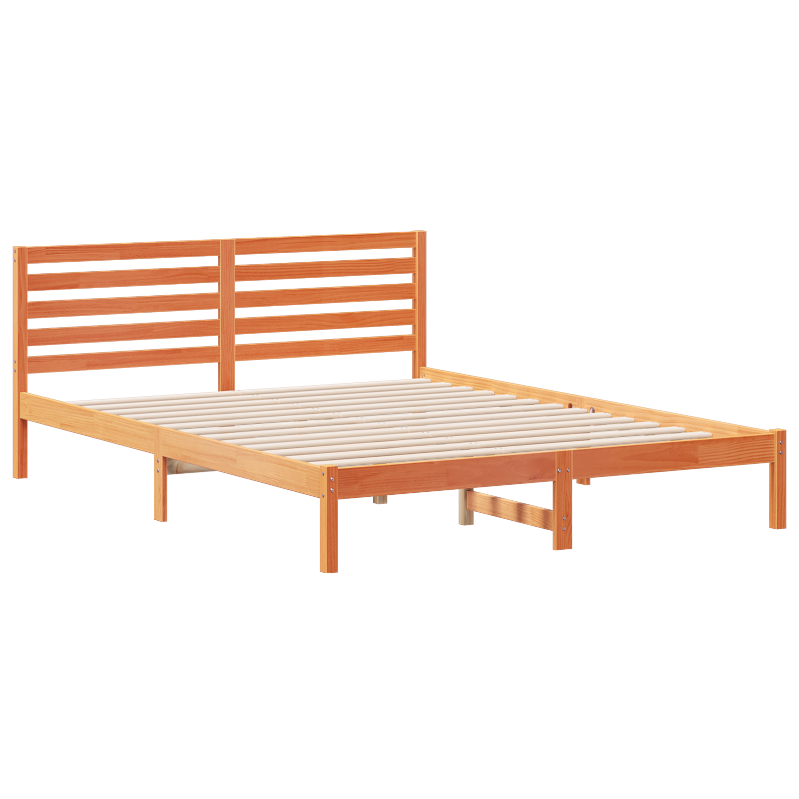 Conjunto 1 Estrado De Cama Plataforma Vidaxl Castanho Madeira De Pinho Maciça (160 X 210 Cm)